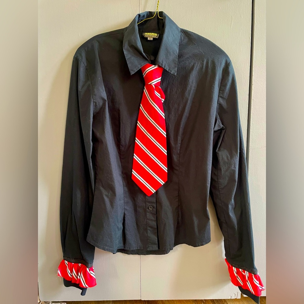 Y2K, Made in England, mac, fitted blouse with tie, L, S